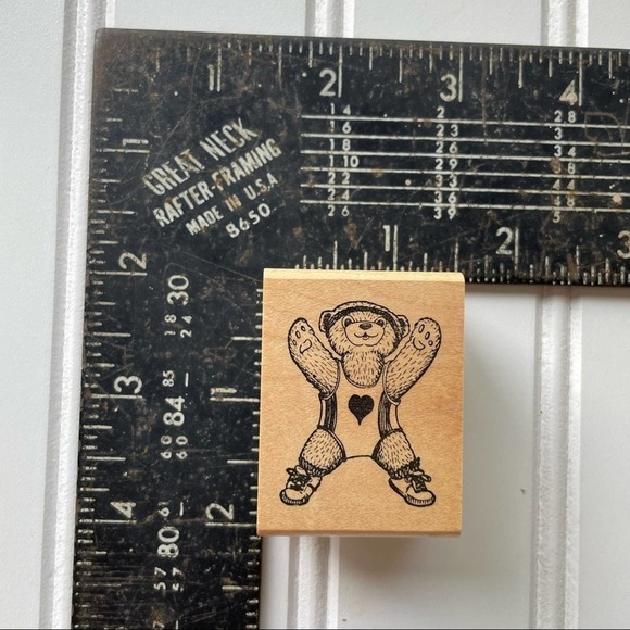 Vintage Wood Block Rubber Stamp Hamilton Arts Teddy Bear Yoga Dance Jazzercise - Picture 5 of 7